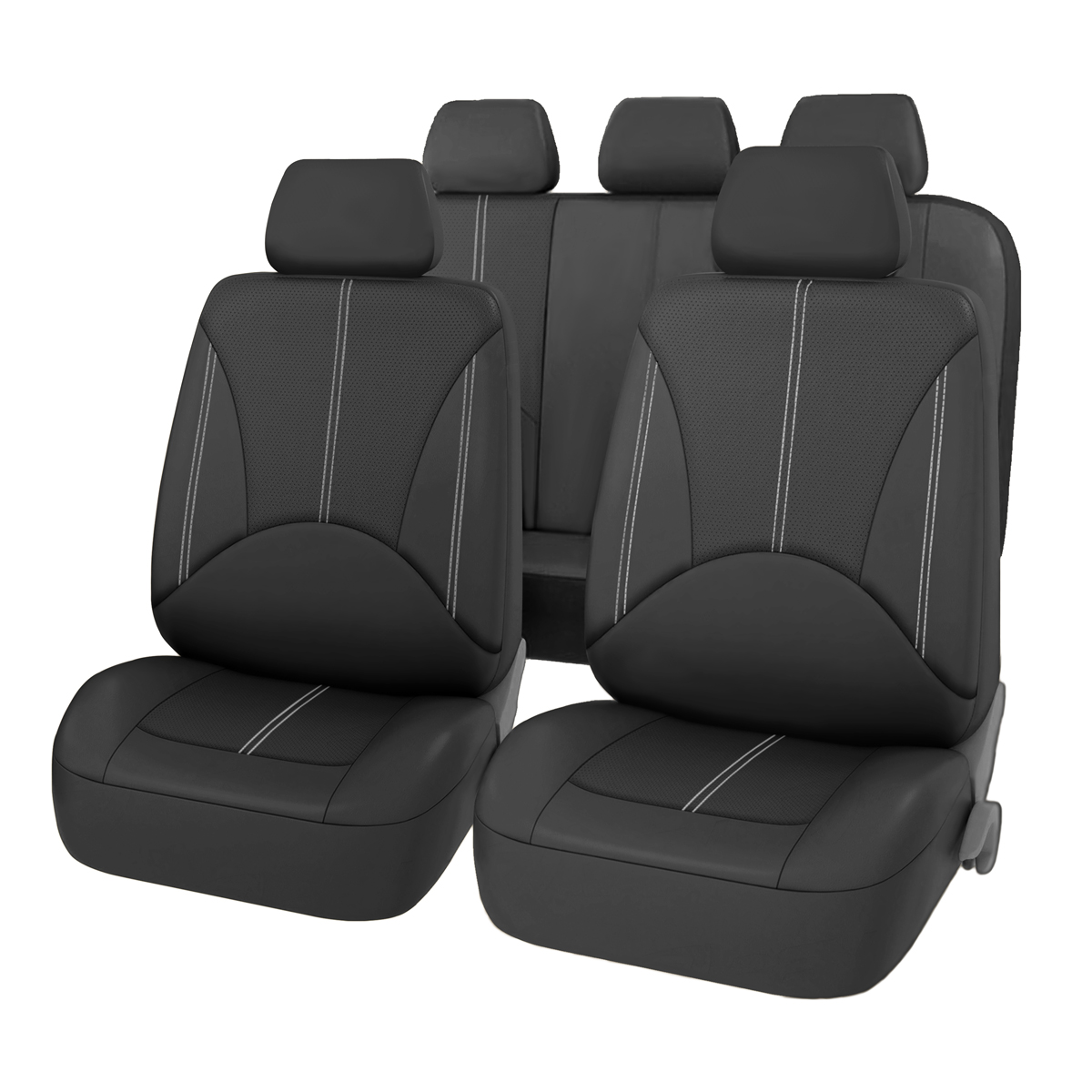 Leather Car Seat Covers Full Set Universal - Uniwersalny zestaw pokrowców na siedzenia samochodowe,