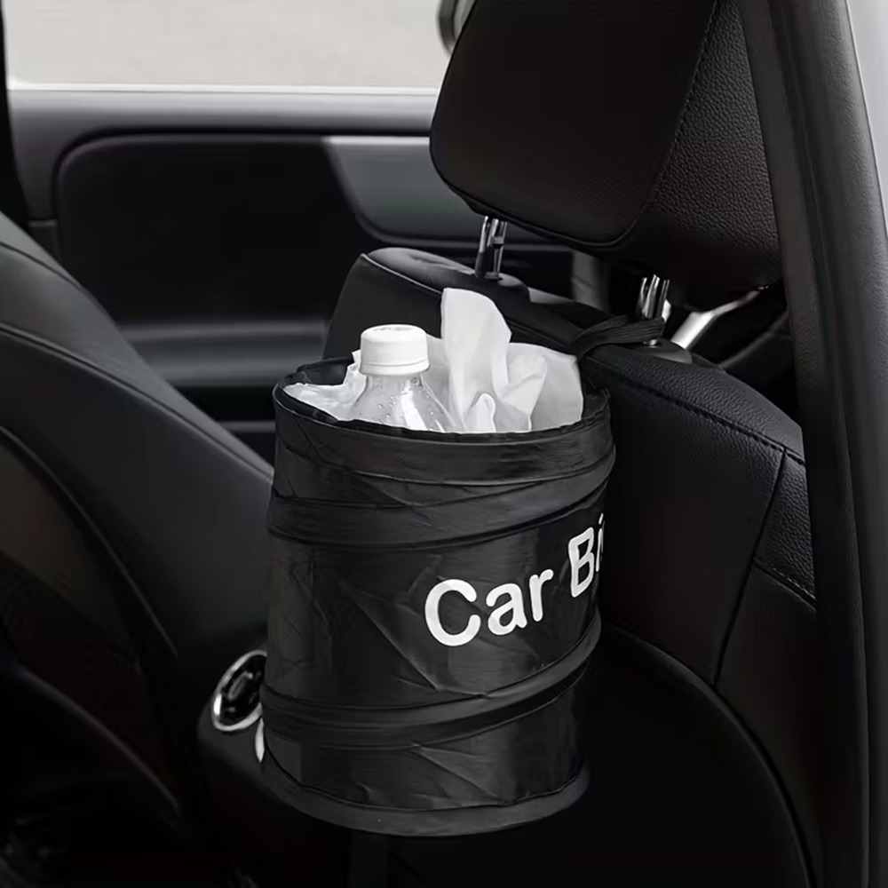 Waterproof Car Trash Can With Lid - Mini czarny składany kosz na śmieci