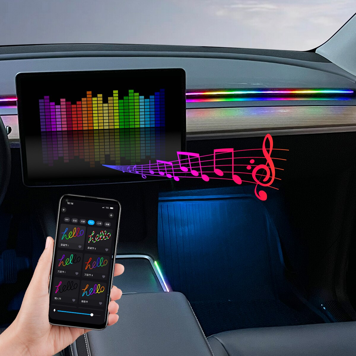 Samochodowe oświetlenie LED US – Led Ambient Interior Car Lights App Control recenzja i cena